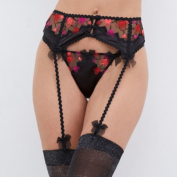 New!For Love and Lemons Love Potion Hearts Bra and Matching Garter Belt - Picture 4 of 16